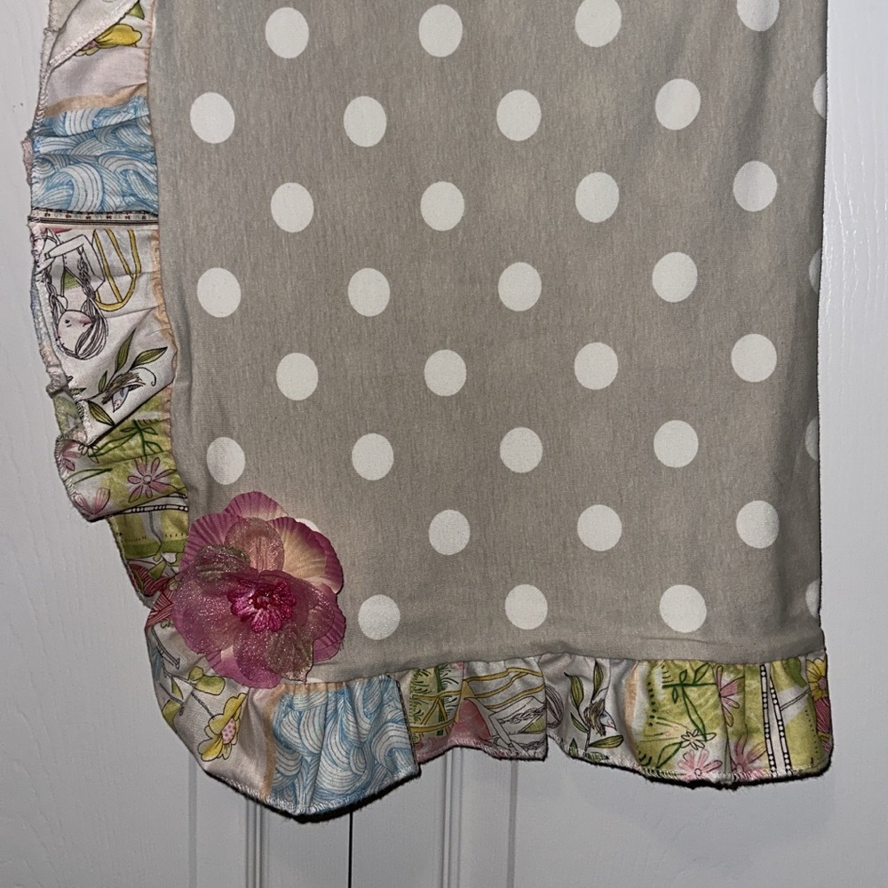 Polka Dot Swaddle with Floral Ruffle